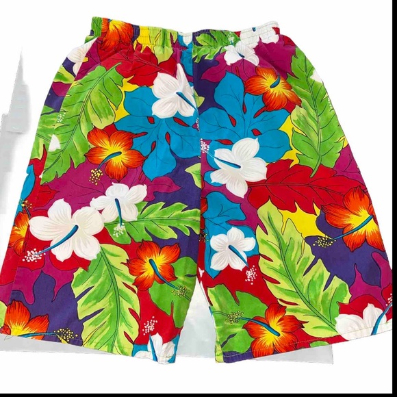 Vtg 32/34 California Shores SHORTS HAWAIIAN STYLE 1479 bright Colors COTTON mens - Picture 1 of 11